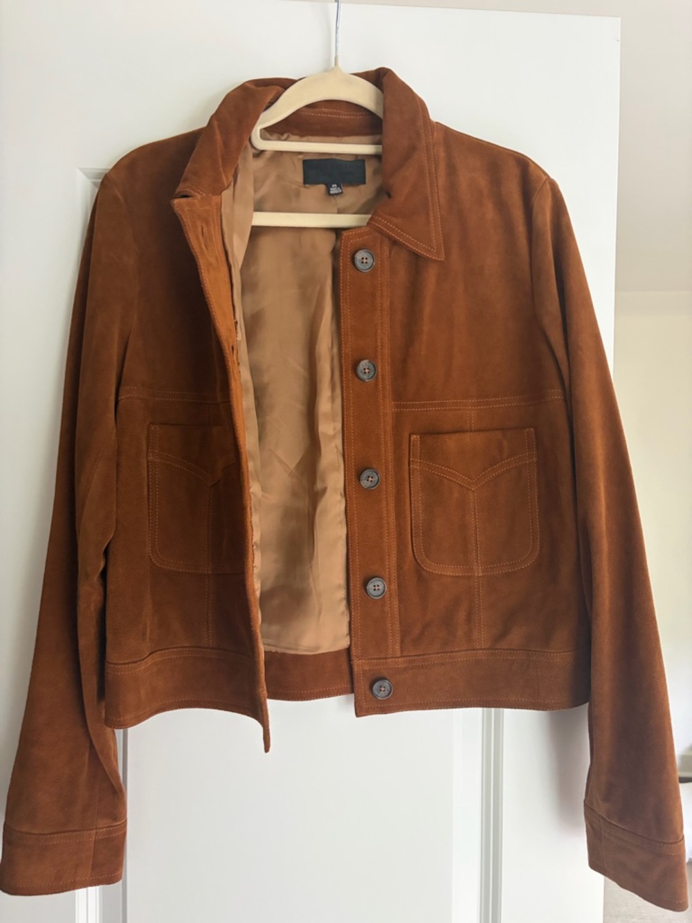 Nili Lotan Suede Bomber Jacket - Rust Brown